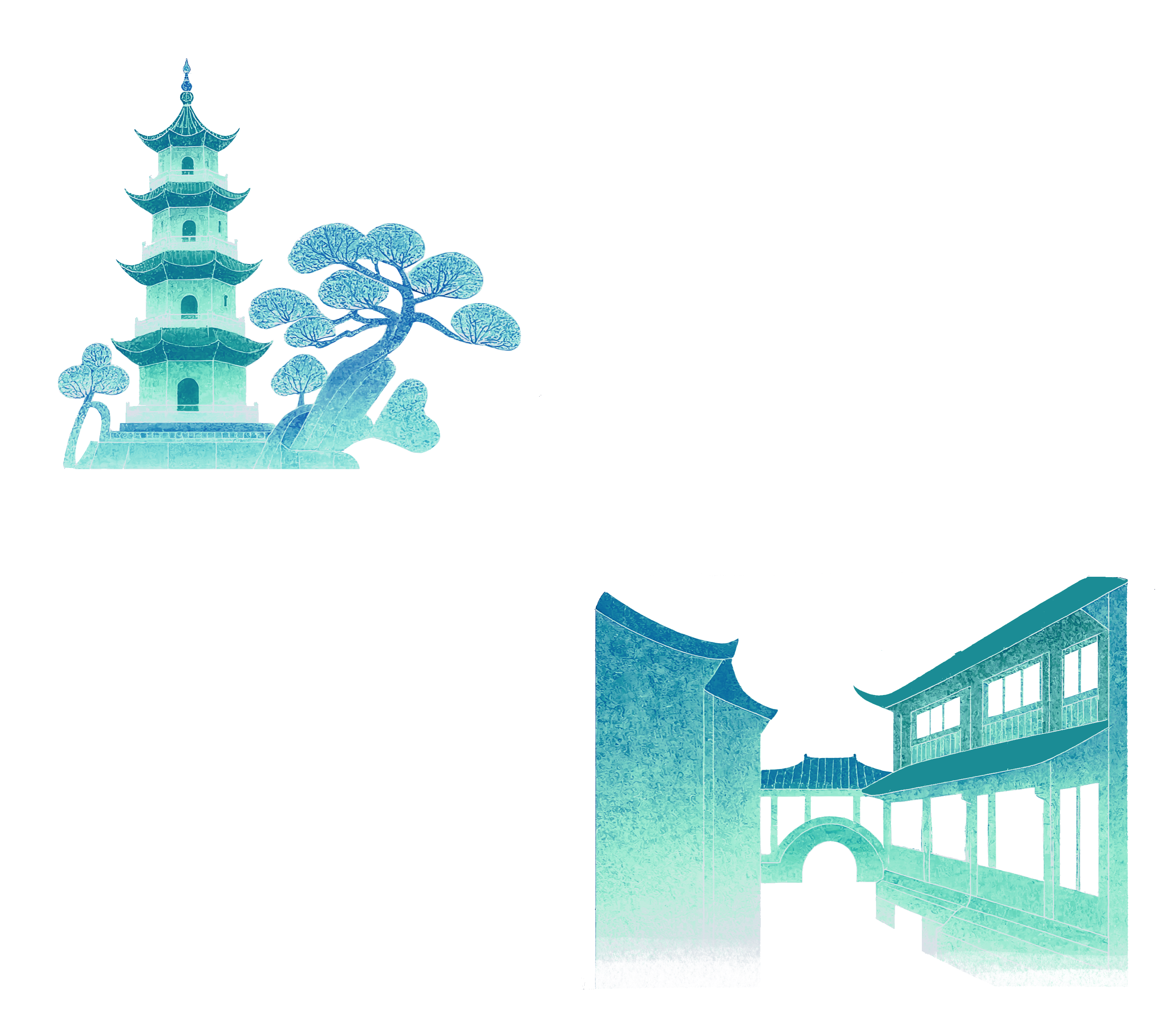 山中古塔与园林